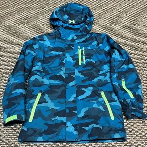 Under Armour Coldgear winter jacket boys size youth large color blue camo